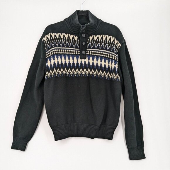 Grandpa Sweater Men Size XL Vintage American Living 1/4 Button-Up Nordic Preppy - Picture 1 of 9